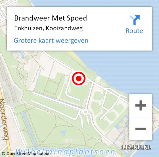 Locatie op kaart van de 112 melding: Brandweer Met Spoed Naar Enkhuizen, Kooizandweg op 5 september 2021 19:27