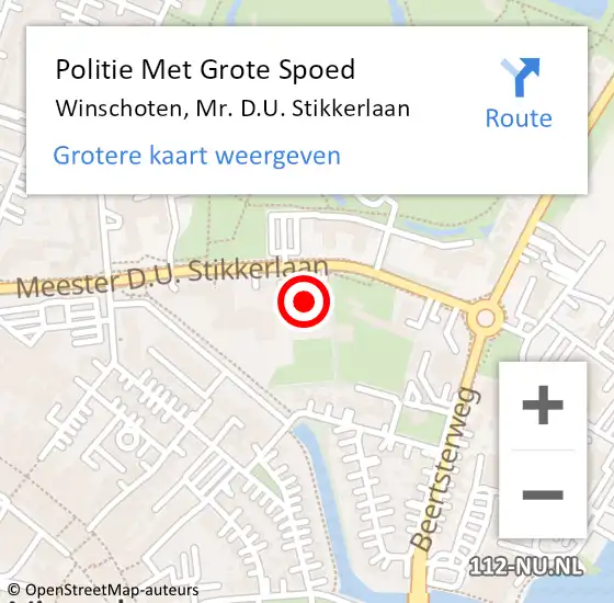 Locatie op kaart van de 112 melding: Politie Met Grote Spoed Naar Winschoten, Mr. D.U. Stikkerlaan op 5 september 2021 19:28