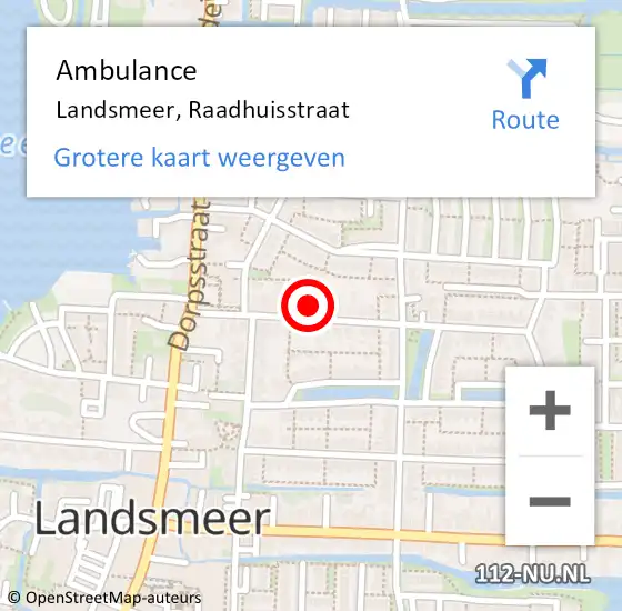 Locatie op kaart van de 112 melding: Ambulance Landsmeer, Raadhuisstraat op 5 september 2021 19:31