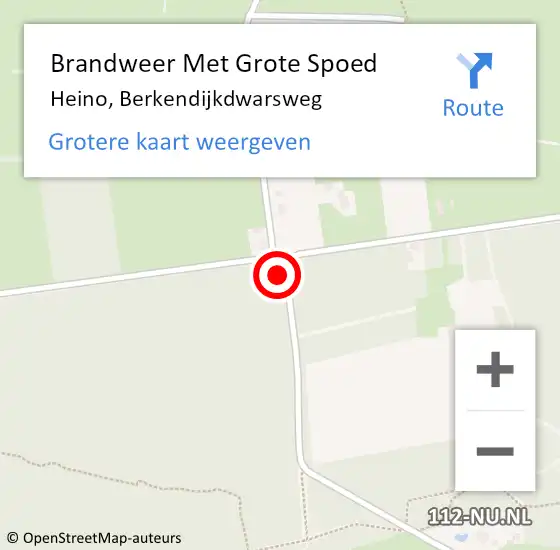 Locatie op kaart van de 112 melding: Brandweer Met Grote Spoed Naar Heino, Berkendijkdwarsweg op 5 september 2021 19:31