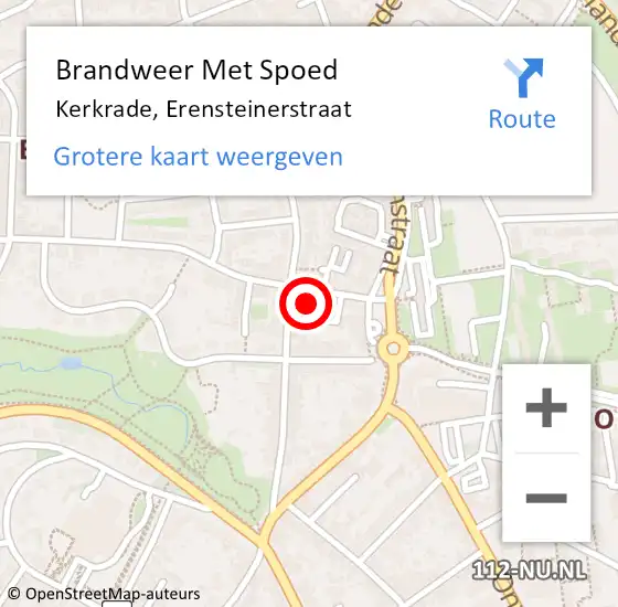 Locatie op kaart van de 112 melding: Brandweer Met Spoed Naar Kerkrade, Erensteinerstraat op 5 september 2021 19:43