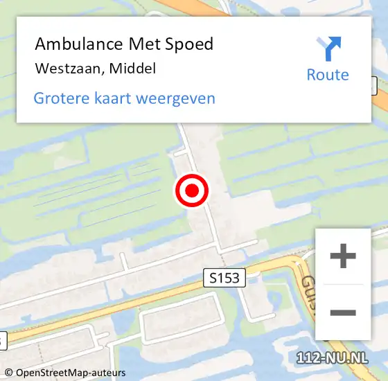 Locatie op kaart van de 112 melding: Ambulance Met Spoed Naar Westzaan, Middel op 5 september 2021 19:49