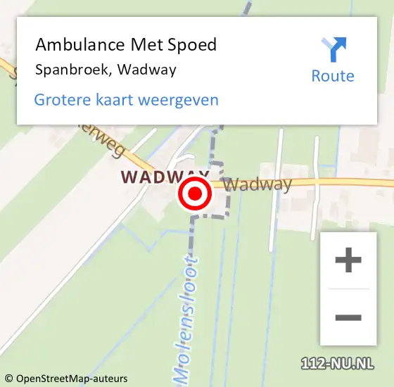 Locatie op kaart van de 112 melding: Ambulance Met Spoed Naar Spanbroek, Wadway op 5 september 2021 20:08