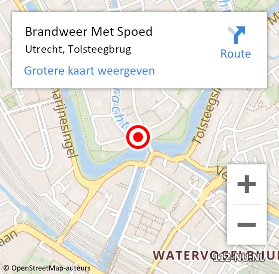 Locatie op kaart van de 112 melding: Brandweer Met Spoed Naar Utrecht, Tolsteegbrug op 5 september 2021 20:15