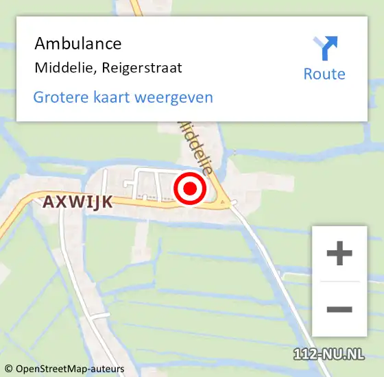 Locatie op kaart van de 112 melding: Ambulance Middelie, Reigerstraat op 21 juni 2014 23:05