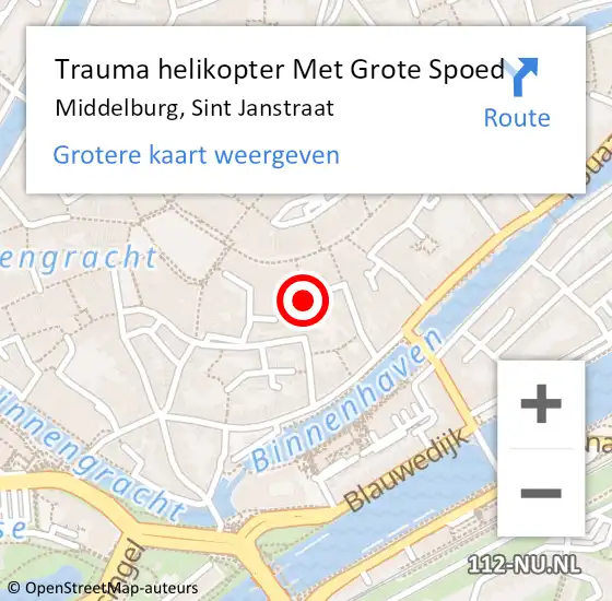 Locatie op kaart van de 112 melding: Trauma helikopter Met Grote Spoed Naar Middelburg, Sint Janstraat op 5 september 2021 20:46