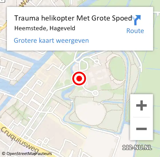 Locatie op kaart van de 112 melding: Trauma helikopter Met Grote Spoed Naar Heemstede, Hageveld op 5 september 2021 20:49