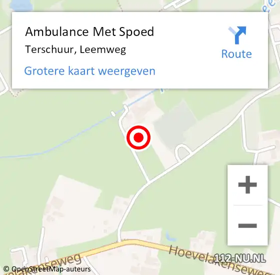 Locatie op kaart van de 112 melding: Ambulance Met Spoed Naar Terschuur, Leemweg op 5 september 2021 21:00