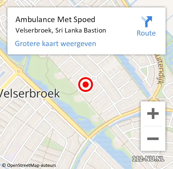 Locatie op kaart van de 112 melding: Ambulance Met Spoed Naar Velserbroek, Sri Lanka Bastion op 5 september 2021 21:23