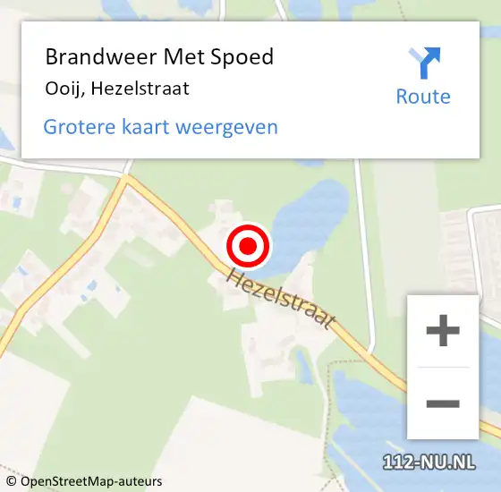 Locatie op kaart van de 112 melding: Brandweer Met Spoed Naar Ooij, Hezelstraat op 5 september 2021 22:01