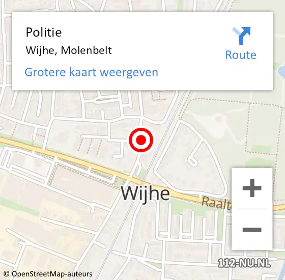 Locatie op kaart van de 112 melding: Politie Wijhe, Molenbelt op 5 september 2021 22:02