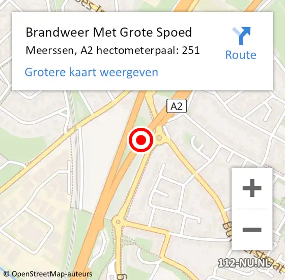 Locatie op kaart van de 112 melding: Brandweer Met Grote Spoed Naar Meerssen, A2 hectometerpaal: 251 op 5 september 2021 22:11