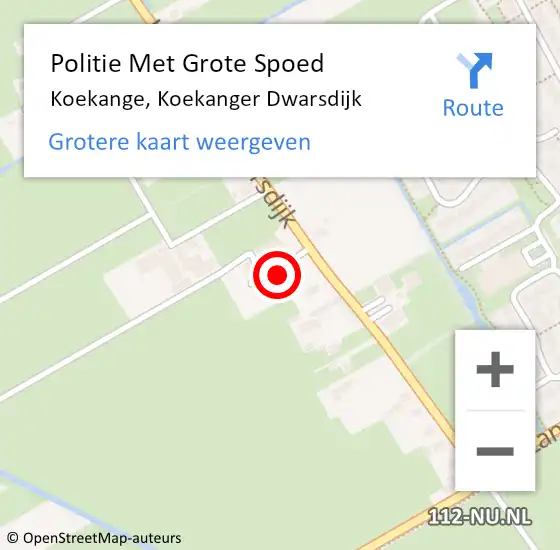 Locatie op kaart van de 112 melding: Politie Met Grote Spoed Naar Koekange, Koekanger Dwarsdijk op 5 september 2021 22:35