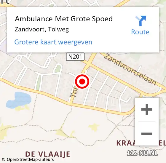 Locatie op kaart van de 112 melding: Ambulance Met Grote Spoed Naar Zandvoort, Tolweg op 5 september 2021 22:37