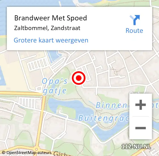 Locatie op kaart van de 112 melding: Brandweer Met Spoed Naar Zaltbommel, Zandstraat op 5 september 2021 22:41