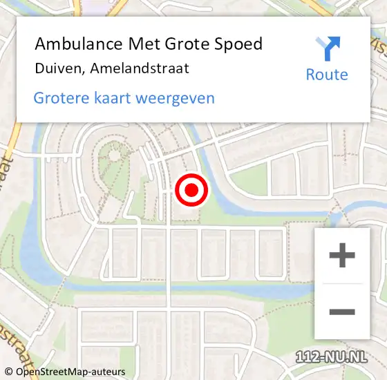 Locatie op kaart van de 112 melding: Ambulance Met Grote Spoed Naar Duiven, Amelandstraat op 5 september 2021 23:03