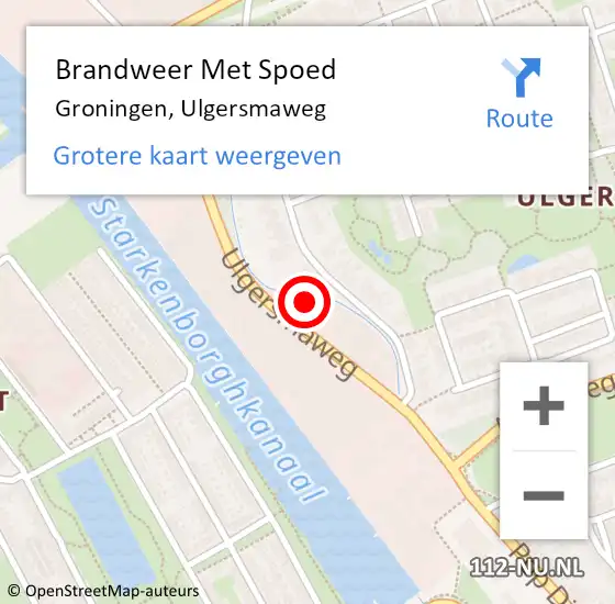 Locatie op kaart van de 112 melding: Brandweer Met Spoed Naar Groningen, Ulgersmaweg op 5 september 2021 23:12