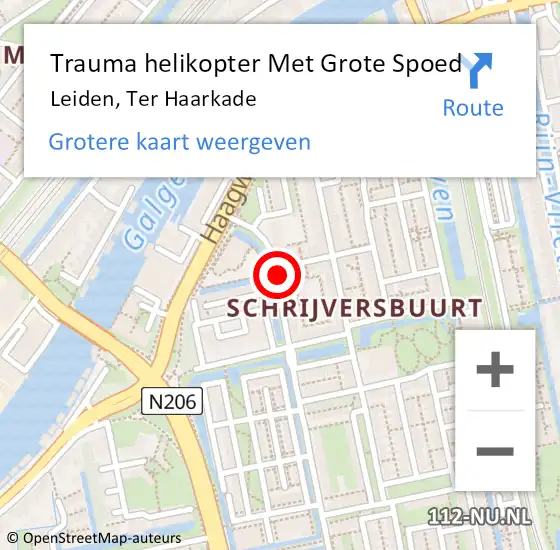 Locatie op kaart van de 112 melding: Trauma helikopter Met Grote Spoed Naar Leiden, Ter Haarkade op 6 september 2021 00:02