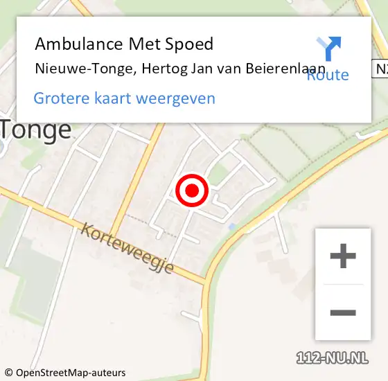 Locatie op kaart van de 112 melding: Ambulance Met Spoed Naar Nieuwe-Tonge, Hertog Jan van Beierenlaan op 6 september 2021 00:40