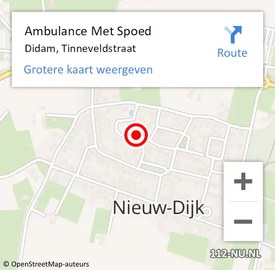 Locatie op kaart van de 112 melding: Ambulance Met Spoed Naar Didam, Tinneveldstraat op 6 september 2021 00:48