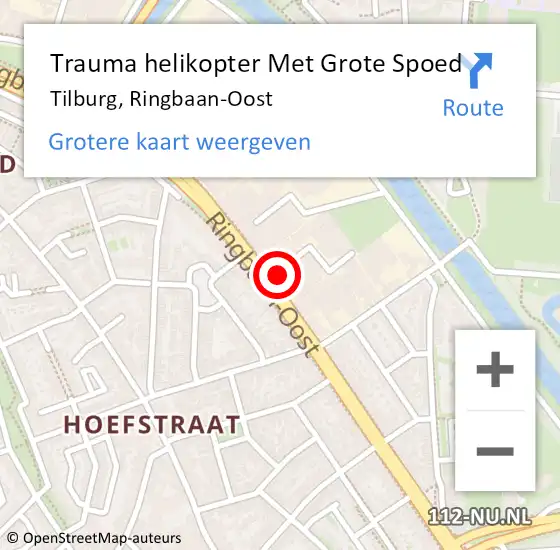 Locatie op kaart van de 112 melding: Trauma helikopter Met Grote Spoed Naar Tilburg, Ringbaan-Oost op 6 september 2021 01:07