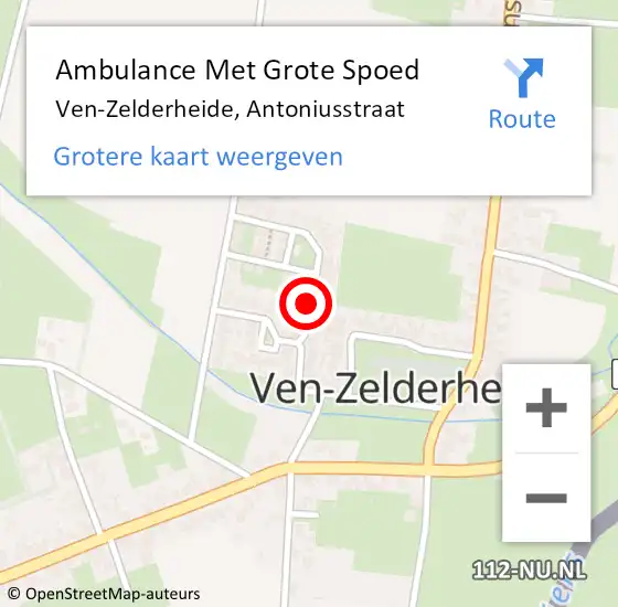 Locatie op kaart van de 112 melding: Ambulance Met Grote Spoed Naar Ven-Zelderheide, Antoniusstraat op 21 juni 2014 23:43