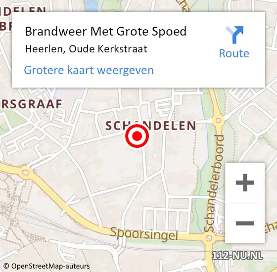 Locatie op kaart van de 112 melding: Brandweer Met Grote Spoed Naar Heerlen, Oude Kerkstraat op 6 september 2021 01:32