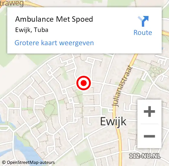 Locatie op kaart van de 112 melding: Ambulance Met Spoed Naar Ewijk, Tuba op 6 september 2021 03:19