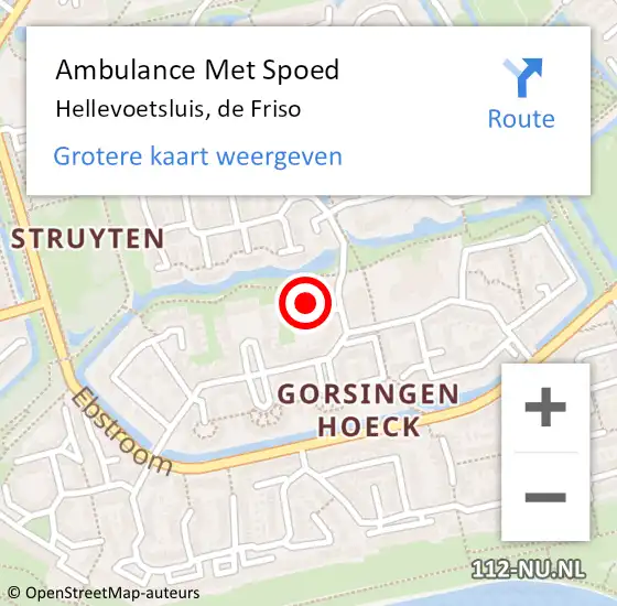 Locatie op kaart van de 112 melding: Ambulance Met Spoed Naar Hellevoetsluis, de Friso op 6 september 2021 04:52