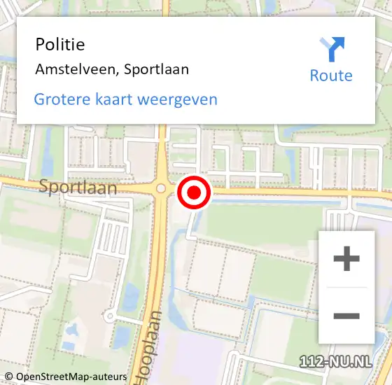 Locatie op kaart van de 112 melding: Politie Amstelveen, Sportlaan op 21 juni 2014 23:53