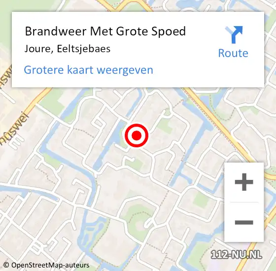 Locatie op kaart van de 112 melding: Brandweer Met Grote Spoed Naar Joure, Eeltsjebaes op 6 september 2021 05:13