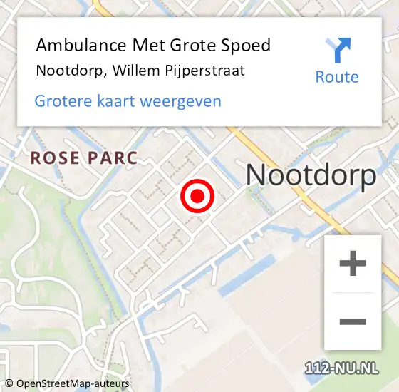 Locatie op kaart van de 112 melding: Ambulance Met Grote Spoed Naar Nootdorp, Willem Pijperstraat op 6 september 2021 05:59