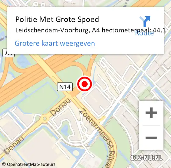 Locatie op kaart van de 112 melding: Politie Met Grote Spoed Naar Leidschendam-Voorburg, A4 hectometerpaal: 44,1 op 6 september 2021 06:27