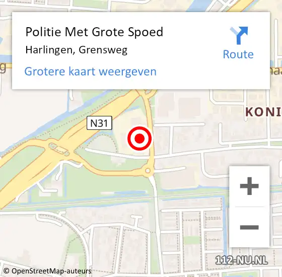 Locatie op kaart van de 112 melding: Politie Met Grote Spoed Naar Harlingen, Grensweg op 6 september 2021 06:39
