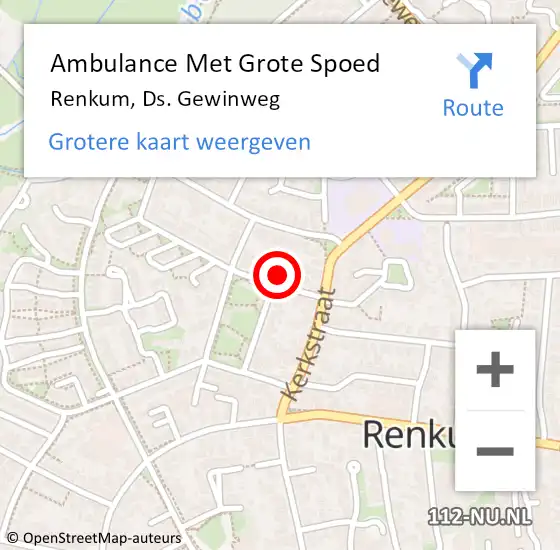 Locatie op kaart van de 112 melding: Ambulance Met Grote Spoed Naar Renkum, Ds. Gewinweg op 6 september 2021 07:03