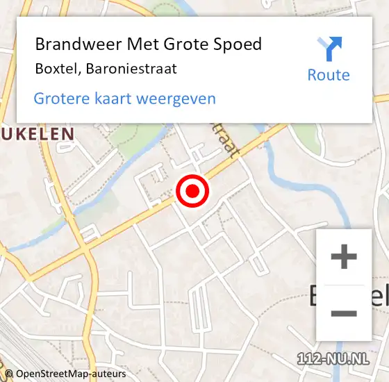 Locatie op kaart van de 112 melding: Brandweer Met Grote Spoed Naar Boxtel, Baroniestraat op 6 september 2021 07:15