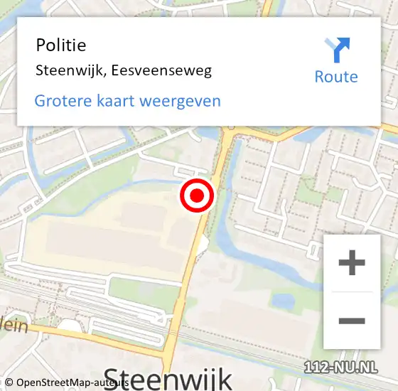 Locatie op kaart van de 112 melding: Politie Steenwijk, Eesveenseweg op 6 september 2021 08:00