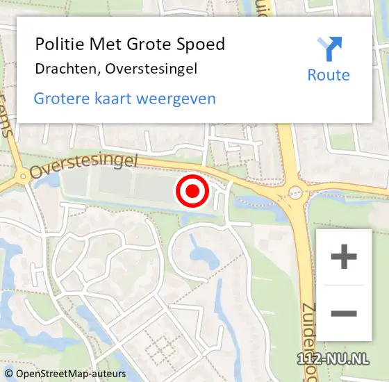 Locatie op kaart van de 112 melding: Politie Met Grote Spoed Naar Drachten, Overstesingel op 6 september 2021 08:12