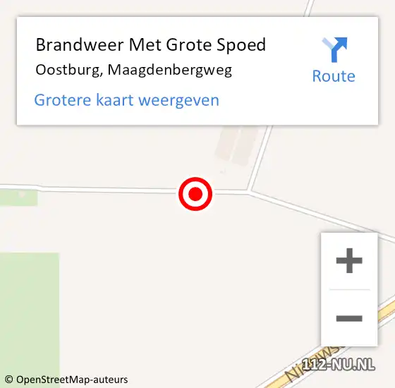 Locatie op kaart van de 112 melding: Brandweer Met Grote Spoed Naar Oostburg, Maagdenbergweg op 6 september 2021 08:19