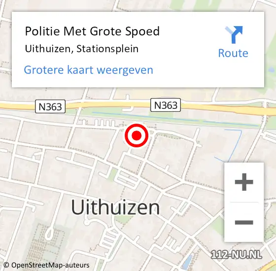 Locatie op kaart van de 112 melding: Politie Met Grote Spoed Naar Uithuizen, Stationsplein op 6 september 2021 08:45
