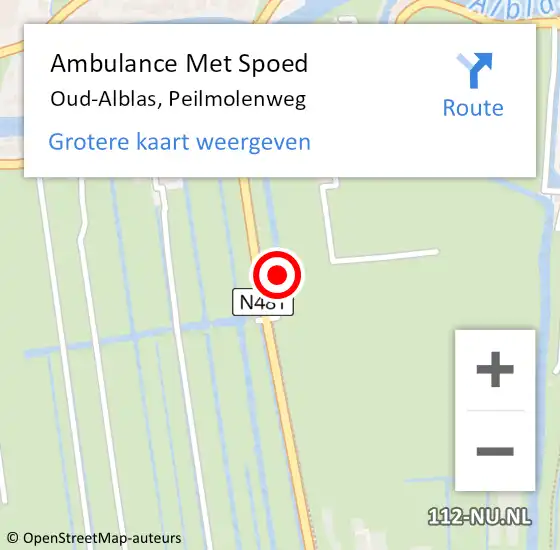Locatie op kaart van de 112 melding: Ambulance Met Spoed Naar Oud-Alblas, Peilmolenweg op 6 september 2021 08:49