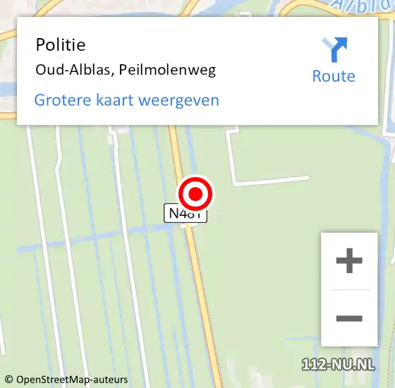 Locatie op kaart van de 112 melding: Politie Oud-Alblas, Peilmolenweg op 6 september 2021 08:50