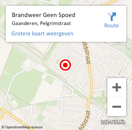 Locatie op kaart van de 112 melding: Brandweer Geen Spoed Naar Gaanderen, Pelgrimstraat op 6 september 2021 08:53