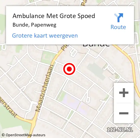 Locatie op kaart van de 112 melding: Ambulance Met Grote Spoed Naar Bunde, Papenweg op 22 juni 2014 00:15