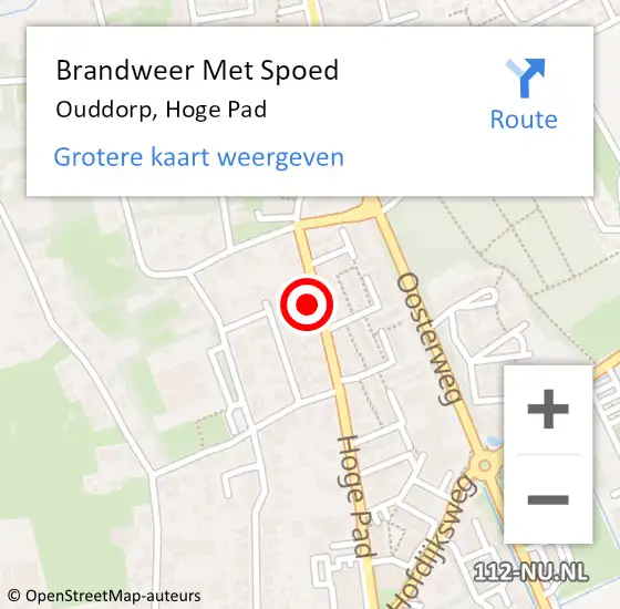 Locatie op kaart van de 112 melding: Brandweer Met Spoed Naar Ouddorp, Hoge Pad op 6 september 2021 09:10