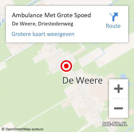 Locatie op kaart van de 112 melding: Ambulance Met Grote Spoed Naar De Weere, Driestedenweg op 6 september 2021 09:18