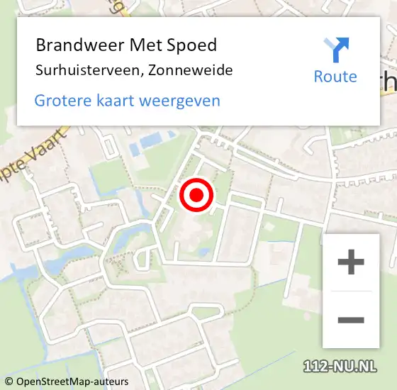 Locatie op kaart van de 112 melding: Brandweer Met Spoed Naar Surhuisterveen, Zonneweide op 6 september 2021 09:22