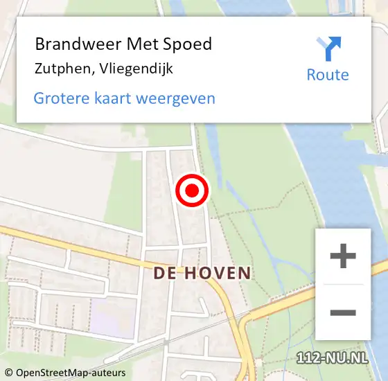 Locatie op kaart van de 112 melding: Brandweer Met Spoed Naar Zutphen, Vliegendijk op 6 september 2021 09:25