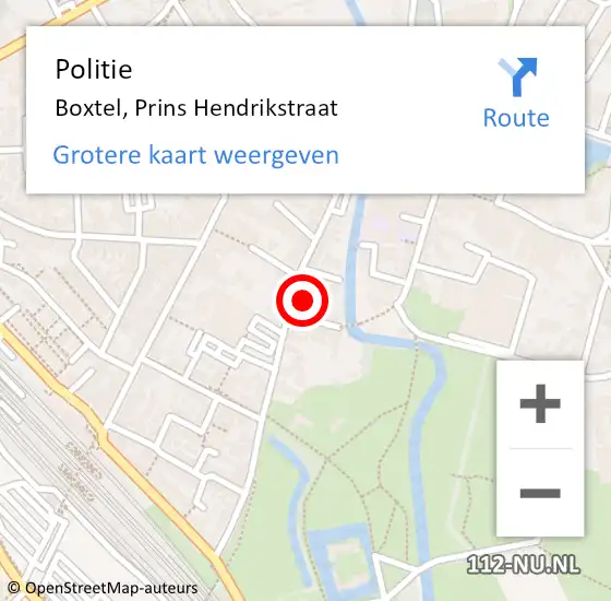 Locatie op kaart van de 112 melding: Politie Boxtel, Prins Hendrikstraat op 6 september 2021 09:59