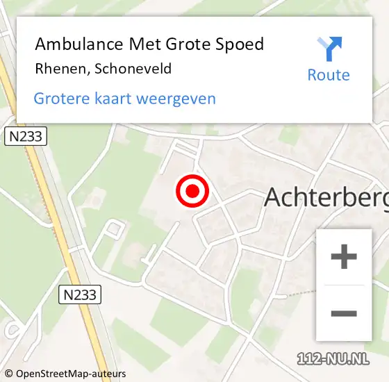 Locatie op kaart van de 112 melding: Ambulance Met Grote Spoed Naar Rhenen, Schoneveld op 6 september 2021 10:14